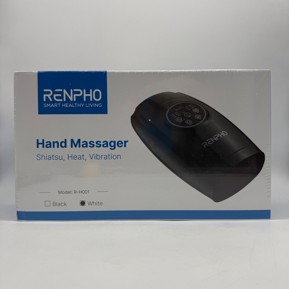 Renpho Hand Massager R-H001 White Shiatsu Heat Vibration Cordless New